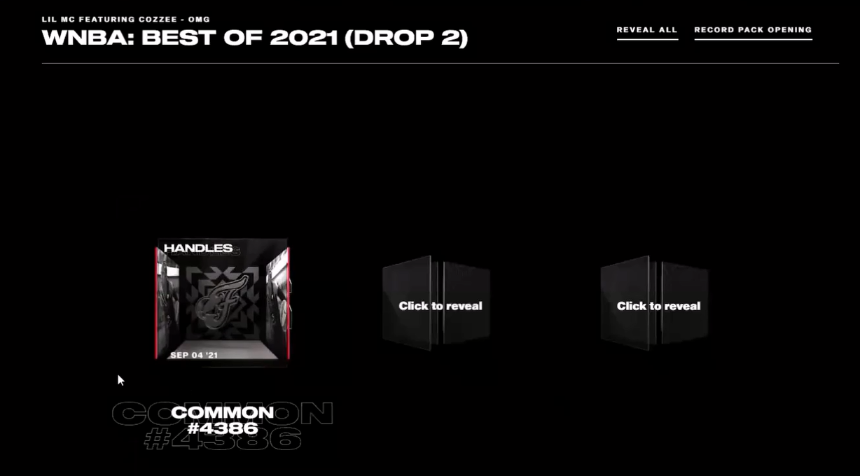 NBA Top Shot pack opening screen