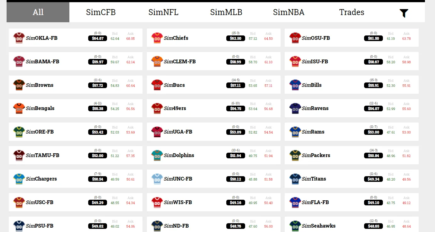 Sports Stocks Screenshot